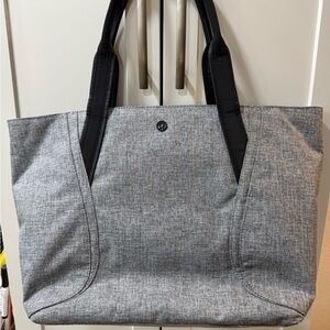Lululemon Gray Tote Bag with Black Handles